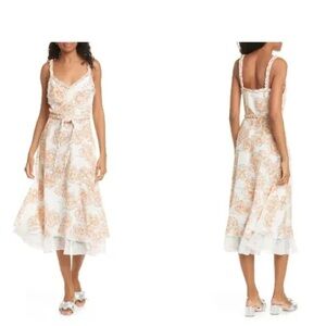 NWT Dyvna Silk Overlay Chacha Floral Print Dress Multicolor Tie Size 0